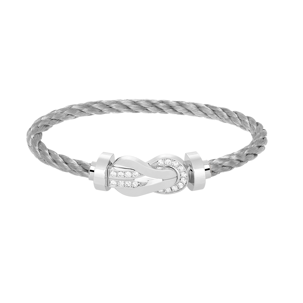 [Angela Jewellery]Chance Großes Armband mit 8-stelliger Schnalle und halbem Diamanten, Silber 