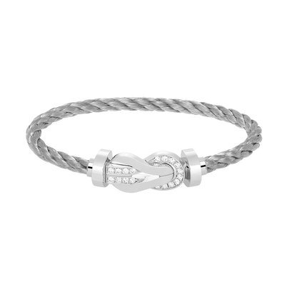 [Angela Jewellery]Chance Großes Armband mit 8-stelliger Schnalle und halbem Diamanten, Silber 