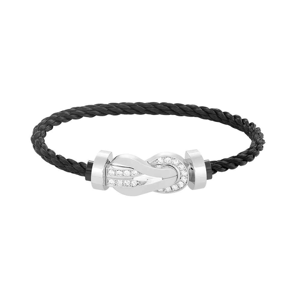 [Angela Jewellery]Chance Großes Armband mit 8-stelliger Schnalle und halbem Diamanten, Silber 
