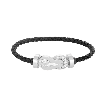 [Angela Jewellery]Chance Großes Armband mit 8-stelliger Schnalle und halbem Diamanten, Silber 