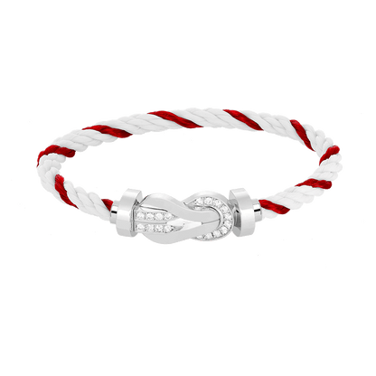 [Angela Jewellery]Chance Großes Armband mit 8-stelliger Schnalle und halbem Diamanten, Silber 