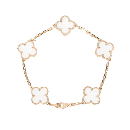 [Angela Jewellery] Armband mit Kleeblatt-Motiv und Bergkristall in Roségold