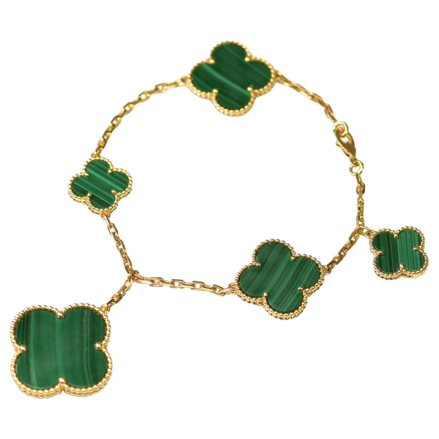 [Angela Schmuck] MAGISCHES KLEEBLATT MALACHIT GOLDARMBAND 5 MOTIVE