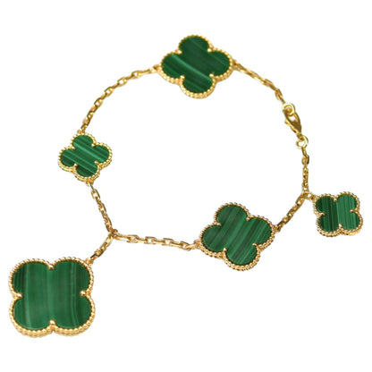 [Angela Schmuck] MAGISCHES KLEEBLATT MALACHIT GOLDARMBAND 5 MOTIVE