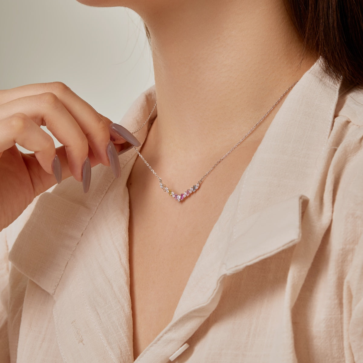 Angela Jewelry]Schillernde Regenbogen-Halskette