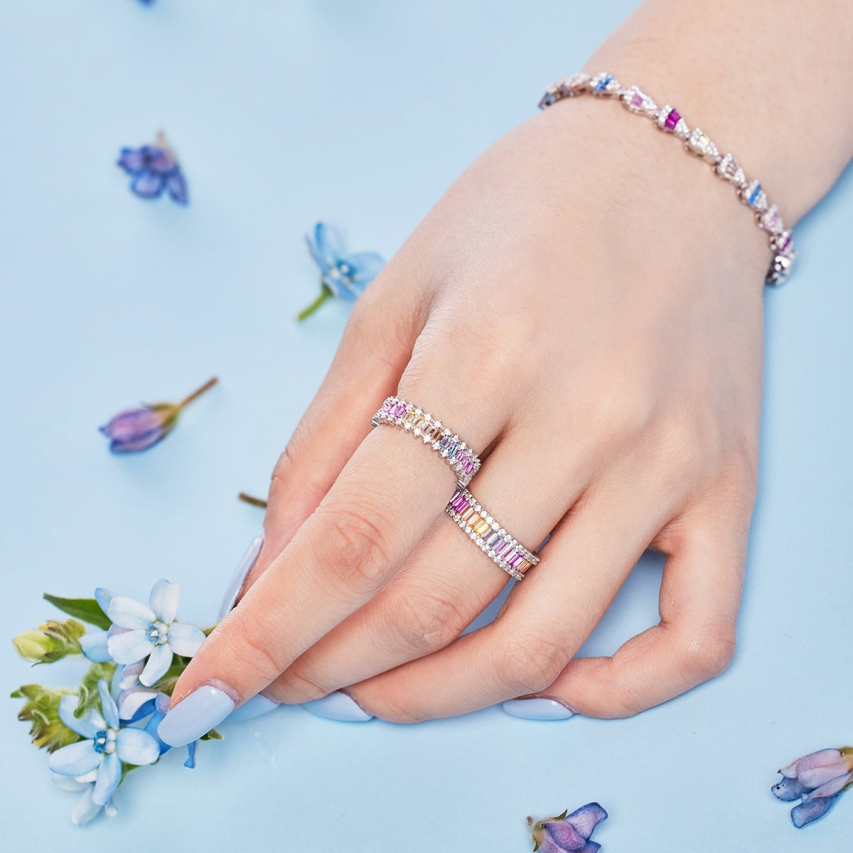 Angela Jewelry]Zierlicher Kaleidoskop-Ring im Smaragdschliff