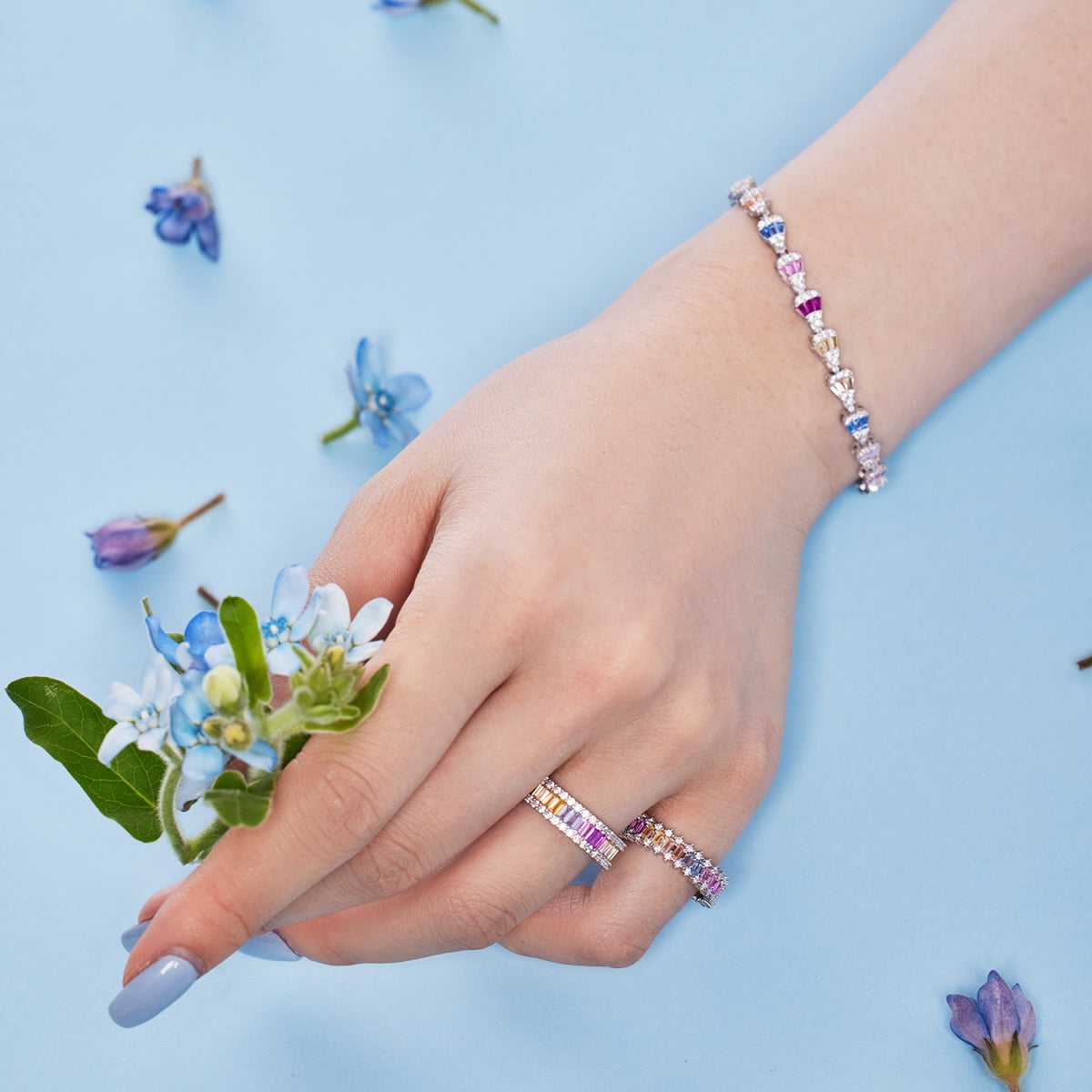 Angela Jewelry]Zierlicher Kaleidoskop-Ring im Smaragdschliff