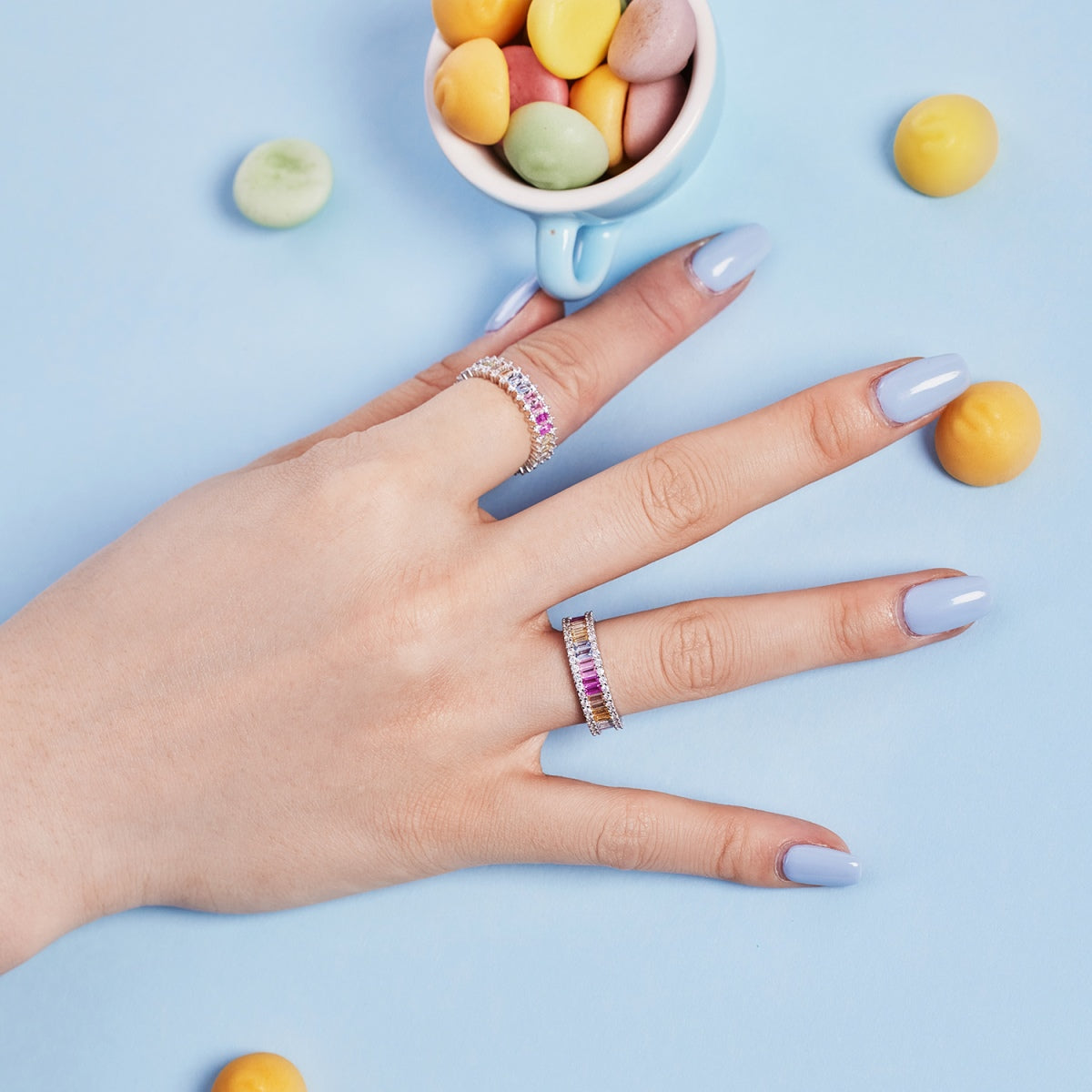 Angela Jewelry]Zierlicher Kaleidoskop-Ring im Smaragdschliff
