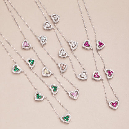 Angela Jewelry]Funkelnde Halskette mit fünf Herzen