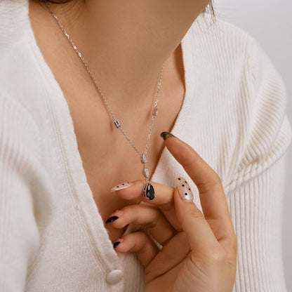 Angela Jewelry]Schillernde Halskette im Birnenschliff