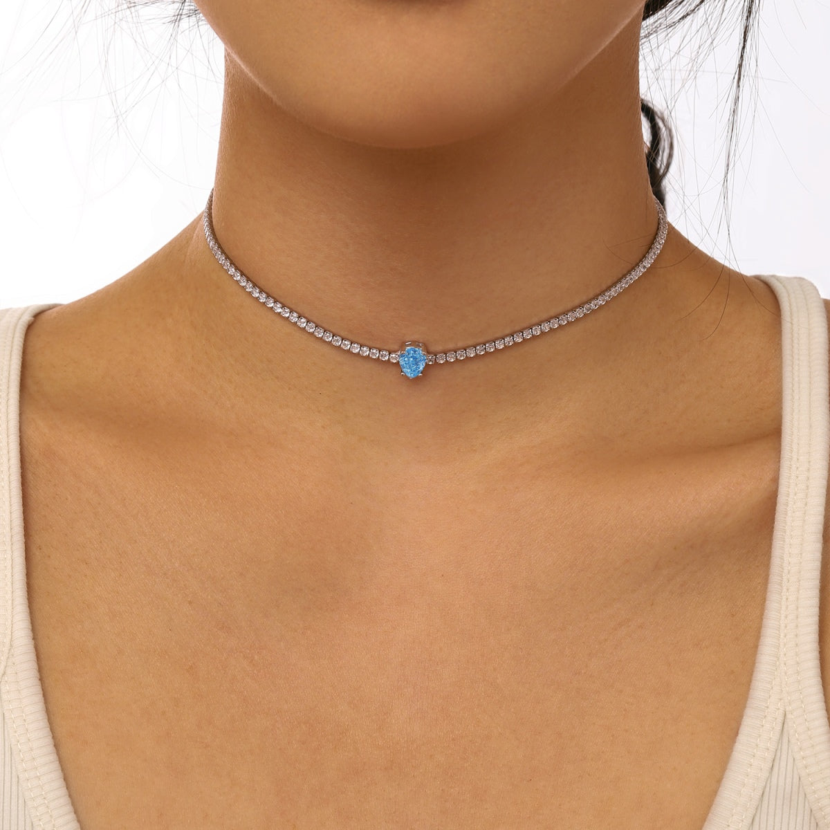 Angela Jewelry]1,0 Karat Einzigartige Birnenschliff-Tenniskette