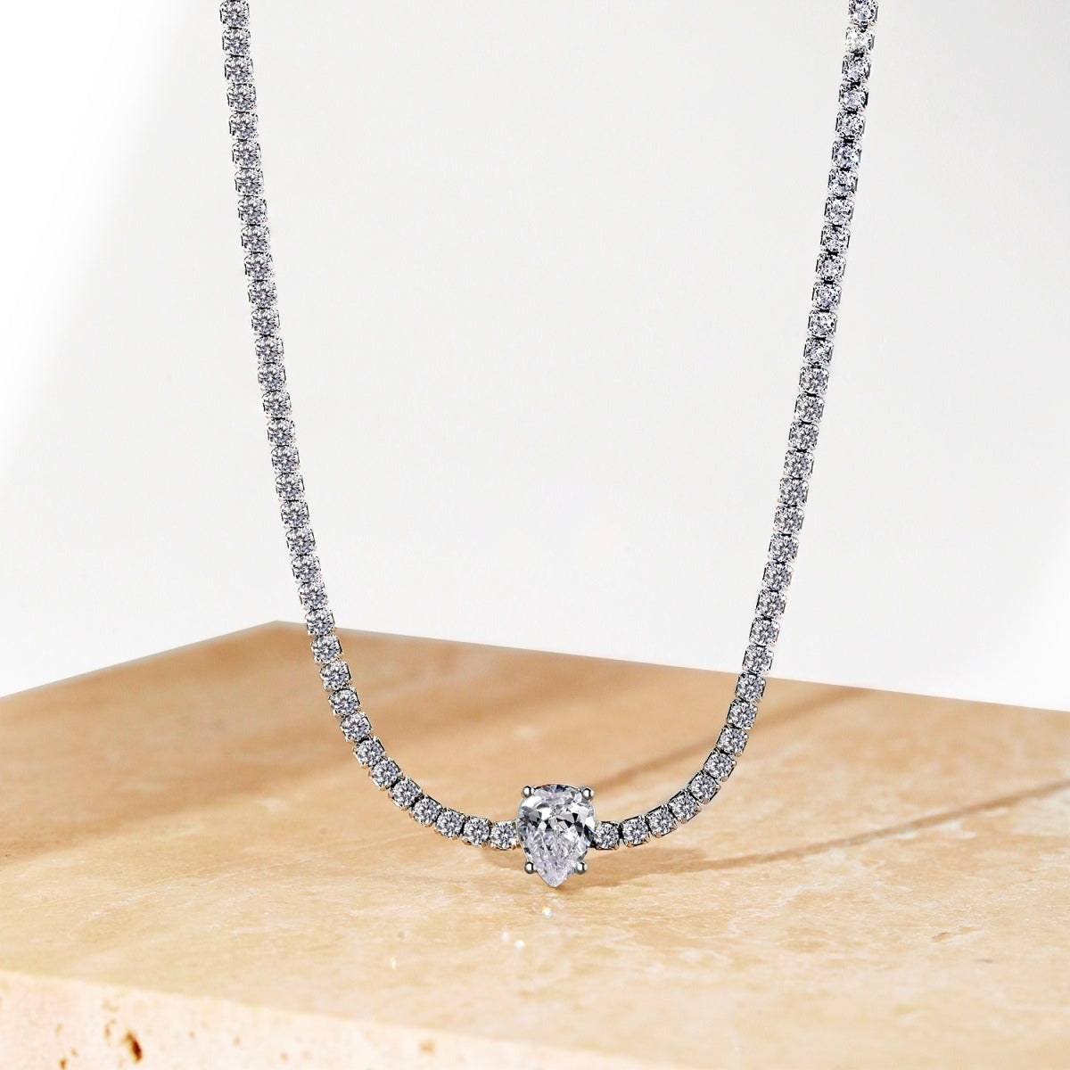 Angela Jewelry]1,0 Karat Einzigartige Birnenschliff-Tenniskette