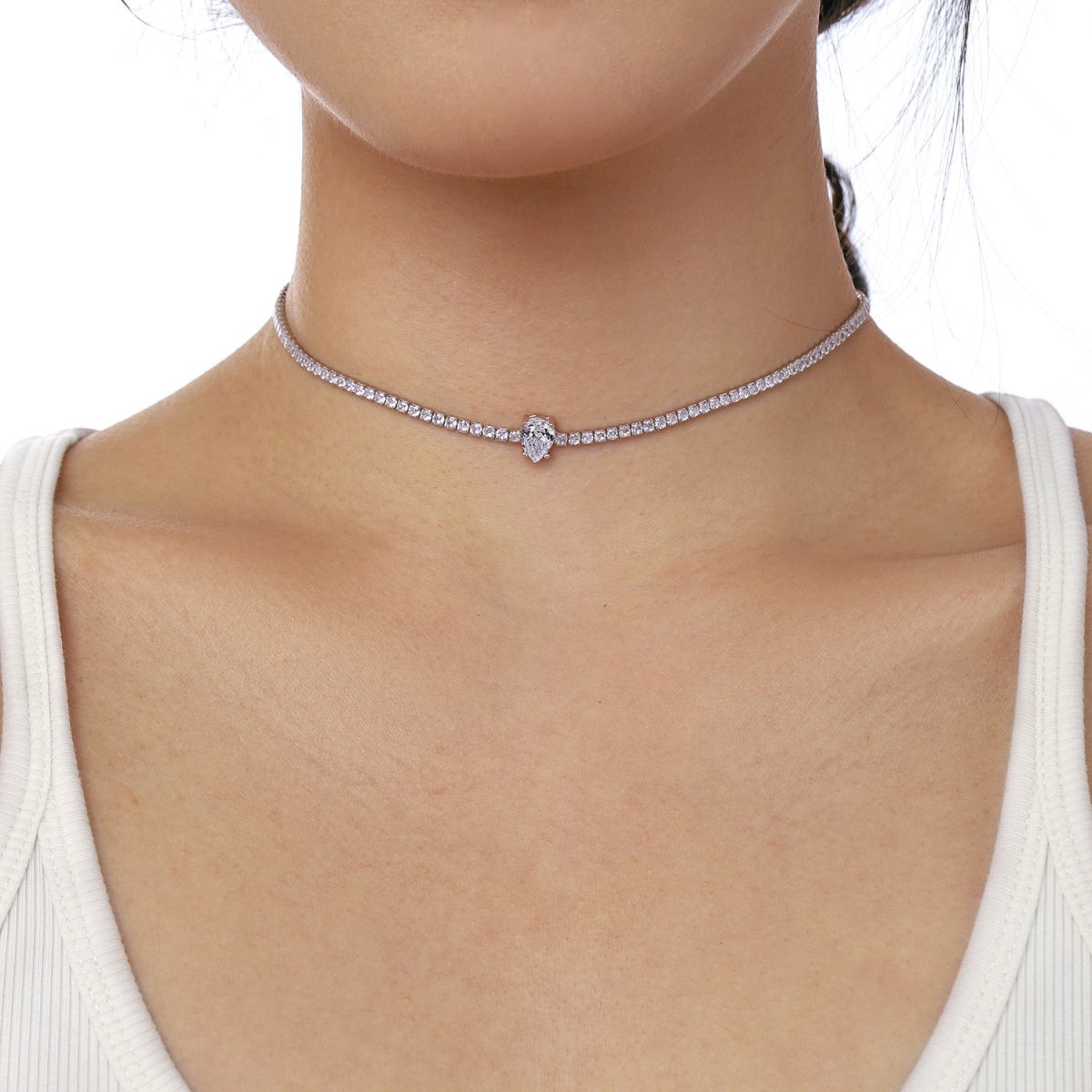 Angela Jewelry]1,0 Karat Einzigartige Birnenschliff-Tenniskette