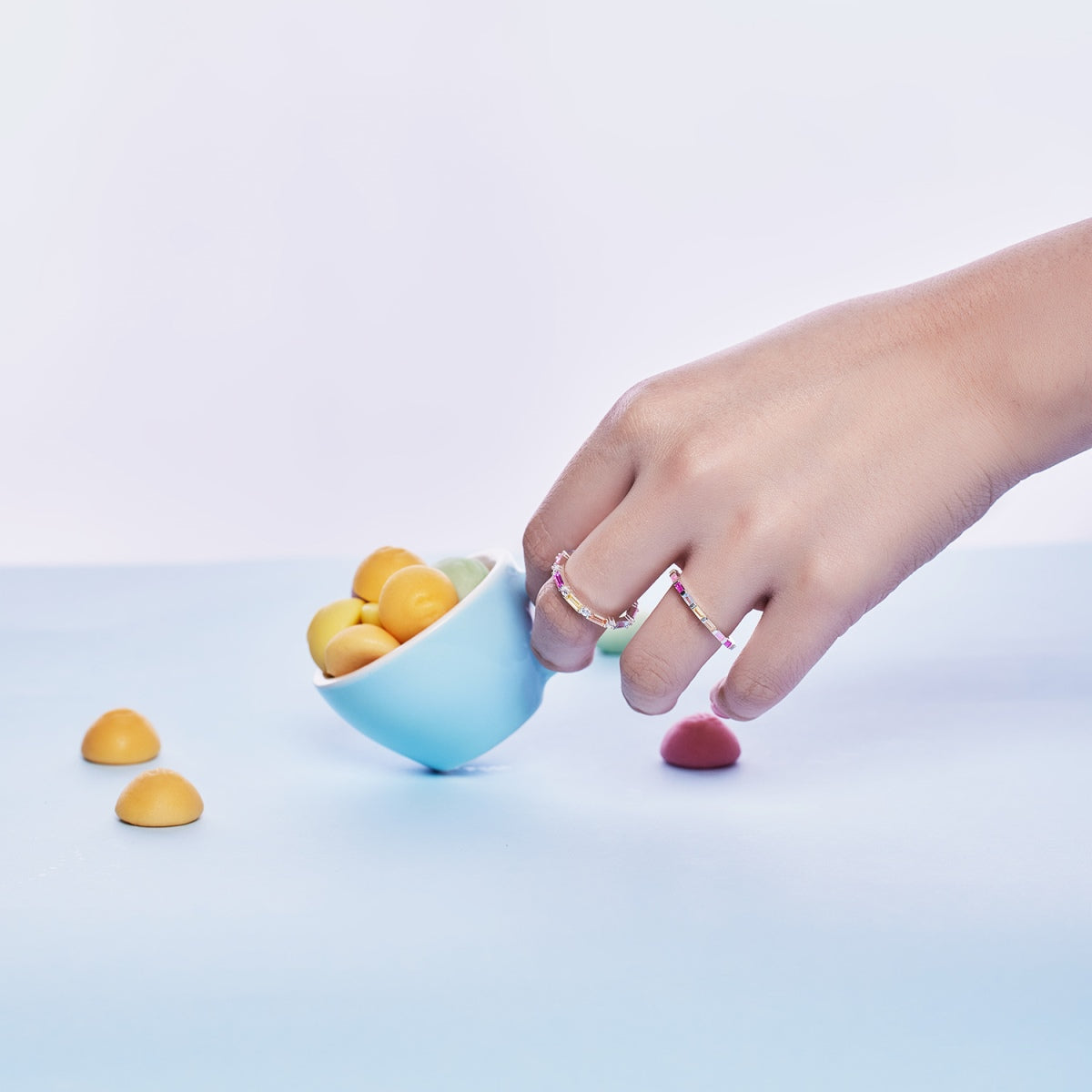 Angela Jewelry]Exquisiter mehrfarbiger Smaragdschliff-Tagesring