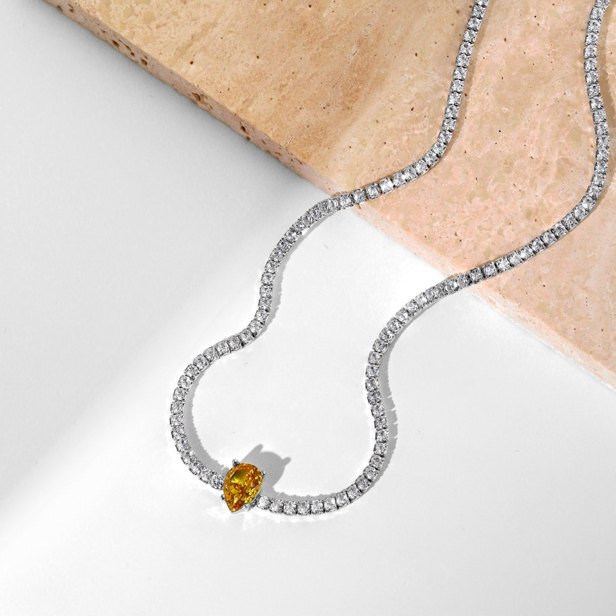 Angela Jewelry]1,0 Karat Einzigartige Birnenschliff-Tenniskette