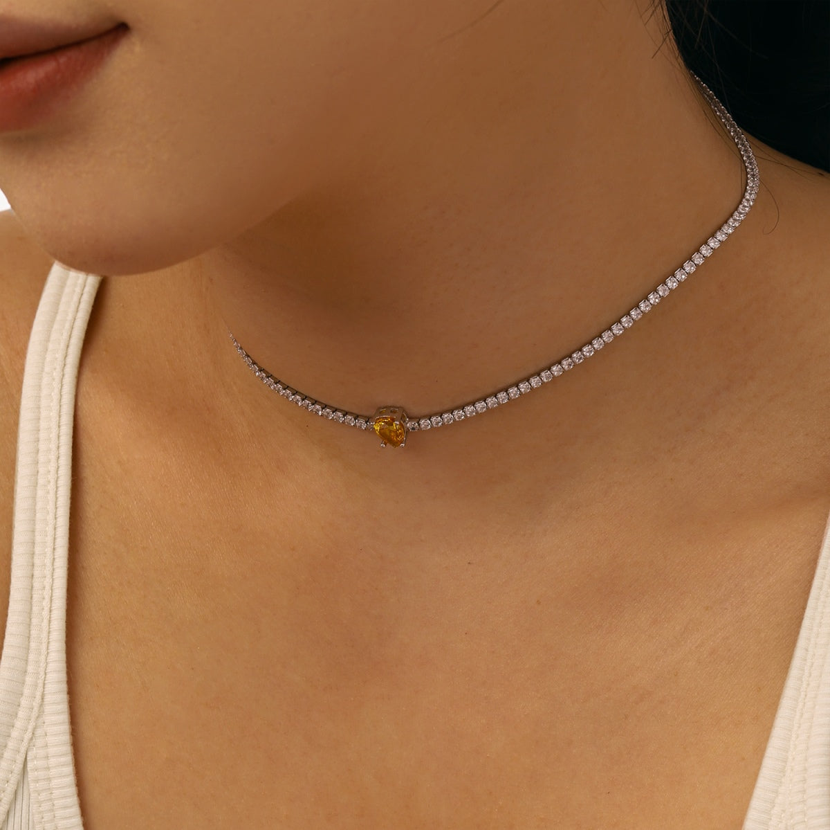 Angela Jewelry]1,0 Karat Einzigartige Birnenschliff-Tenniskette