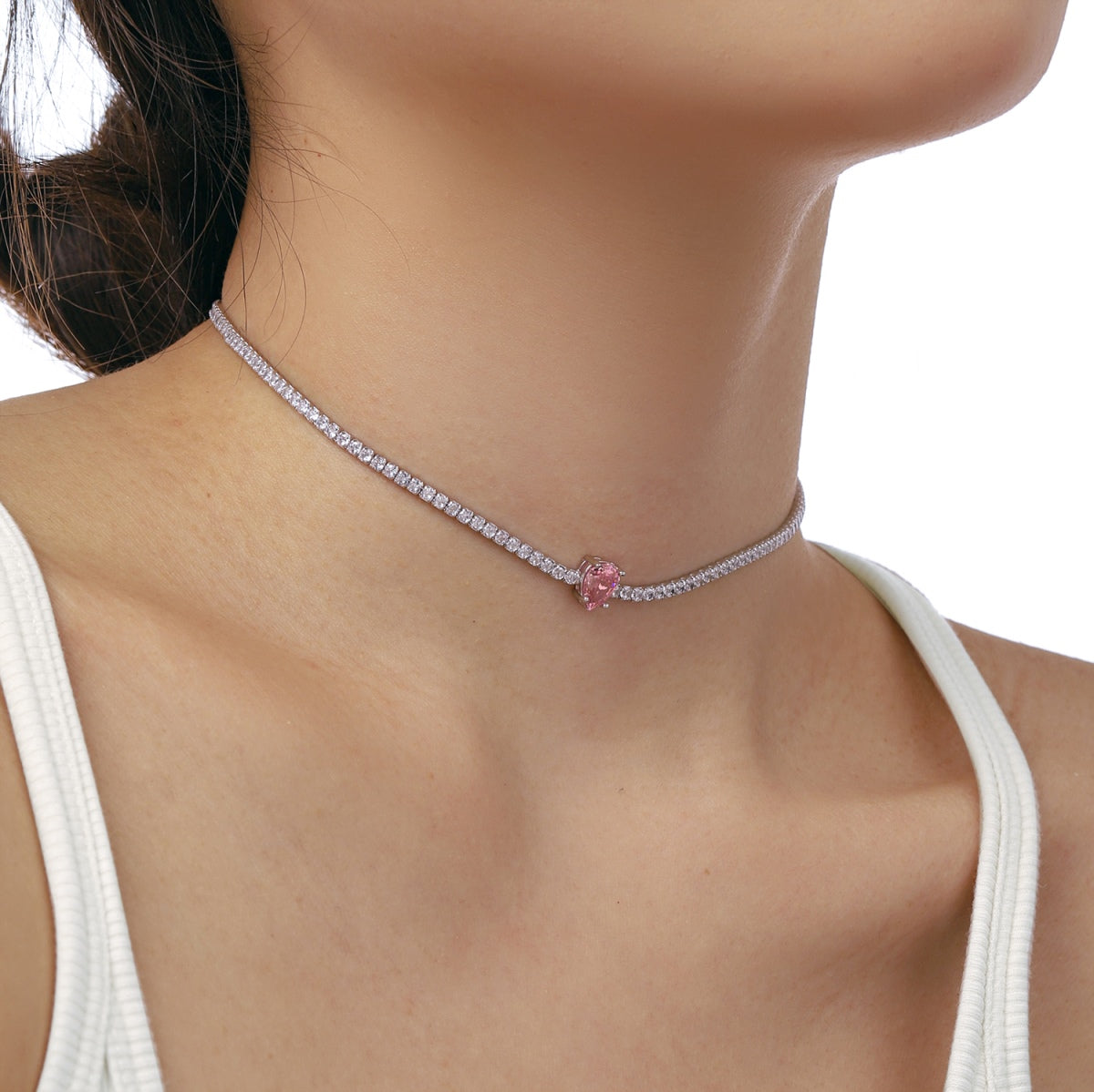 Angela Jewelry]1,0 Karat Einzigartige Birnenschliff-Tenniskette