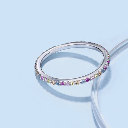 アンジェラジュエリー]華やかなカラフルなラウンドカットテニスリング