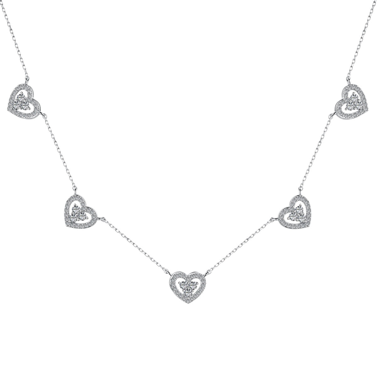 Angela Jewelry]Funkelnde Halskette mit fünf Herzen