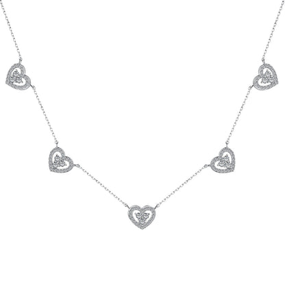 Angela Jewelry]Funkelnde Halskette mit fünf Herzen