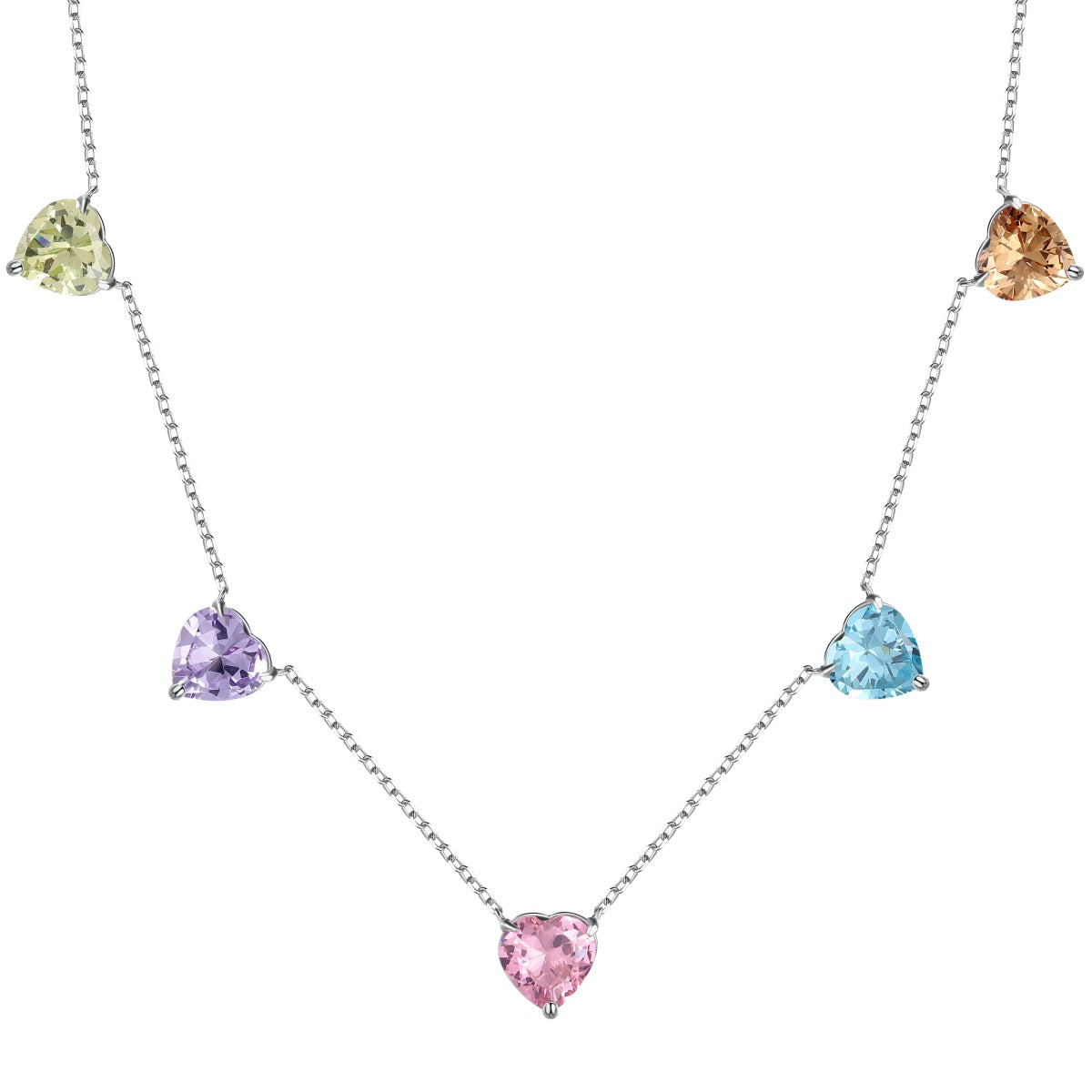 Angela Jewelry]Funkelnde bunte Halskette mit Herzschliff