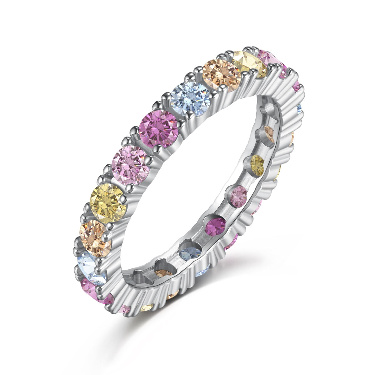 Angela Jewelry]Schillernder, glänzender Tennisring im Rundschliff