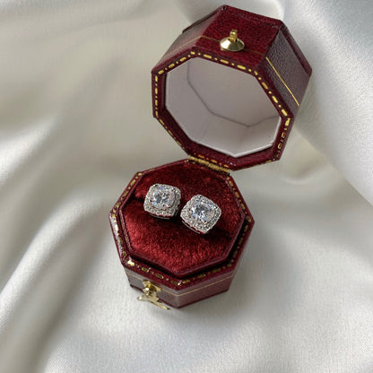 Angela Jewelry]Klassische Ohrstecker mit rundem Mittelstein