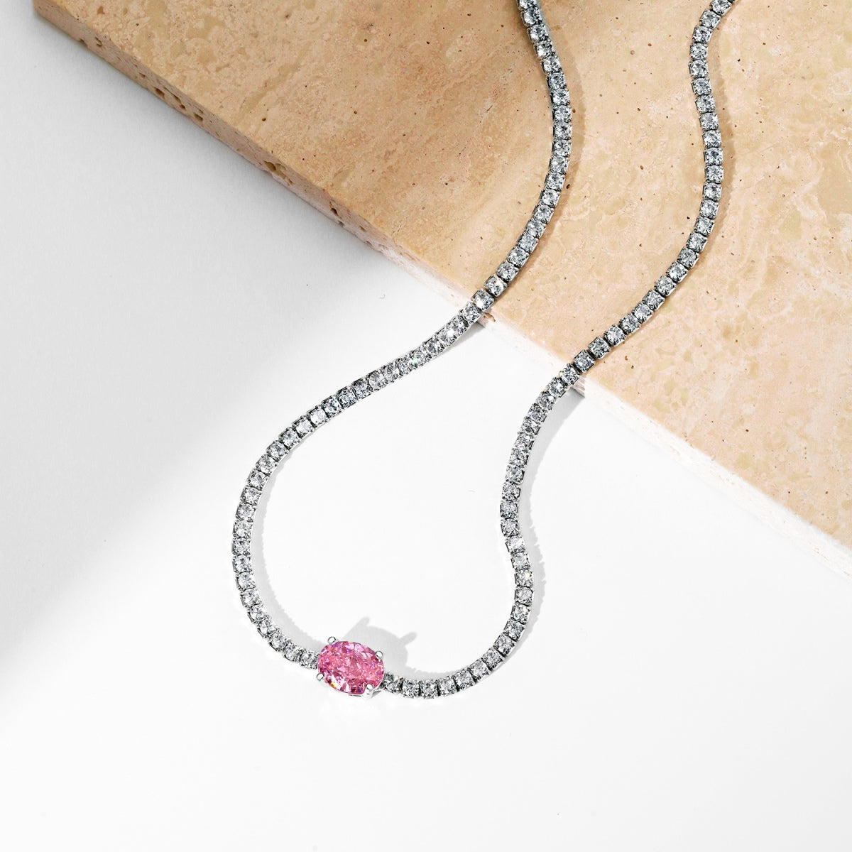Angela Jewelry]1,0 Karat glänzende Halskette im Ovalschliff