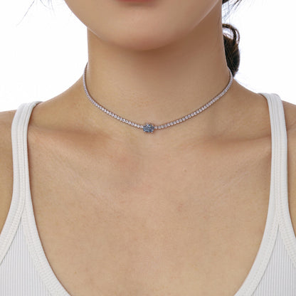Angela Jewelry]1,0 Karat glänzende Halskette im Ovalschliff