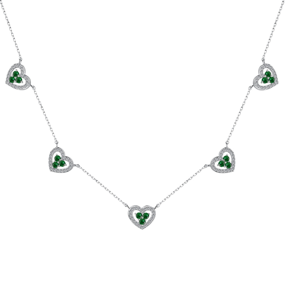 Angela Jewelry]Funkelnde Halskette mit fünf Herzen
