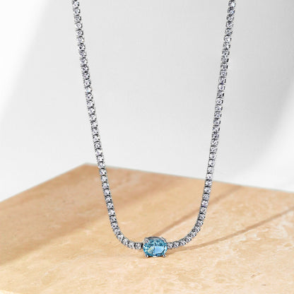 Angela Jewelry]1,0 Karat glänzende Halskette im Ovalschliff