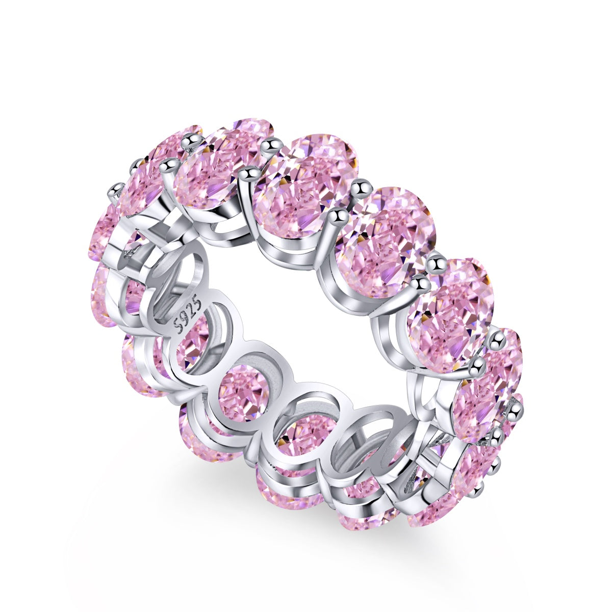 Angela Jewelry]Zierlicher, länglicher Tennisring im Kissenschliff