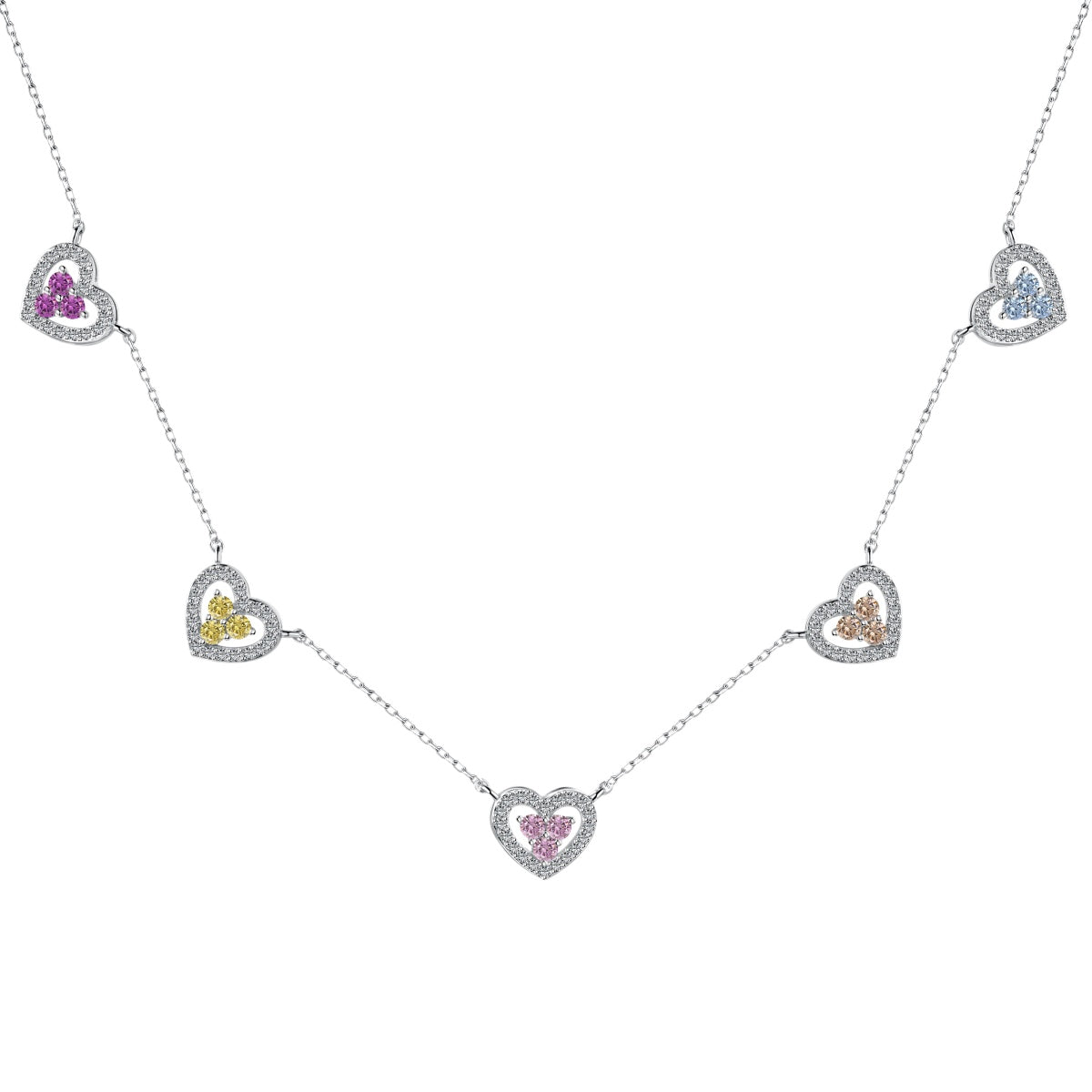 Angela Jewelry]Funkelnde Halskette mit fünf Herzen
