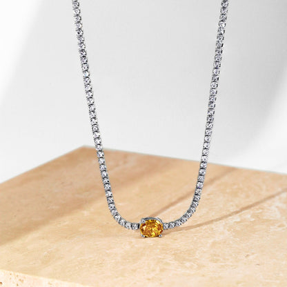 Angela Jewelry]1,0 Karat glänzende Halskette im Ovalschliff