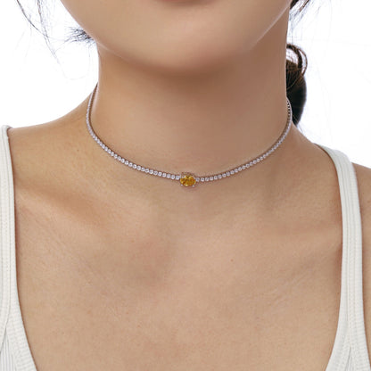 Angela Jewelry]1,0 Karat glänzende Halskette im Ovalschliff
