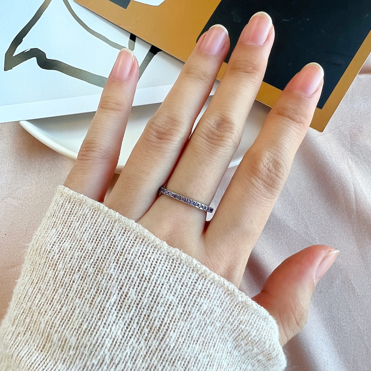 Angela Jewelry]Zarter funkelnder Alltagsring im Rundschliff