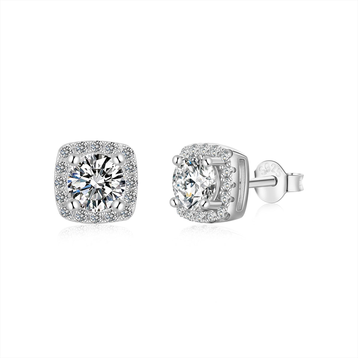 Angela Jewelry]Klassische Ohrstecker mit rundem Mittelstein
