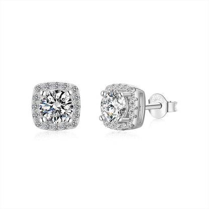 Angela Jewelry]Klassische Ohrstecker mit rundem Mittelstein
