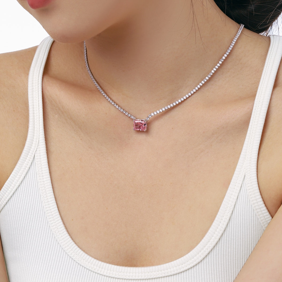 Angela Jewelry]4,0 Karat Elegante Halskette im Radiantschliff