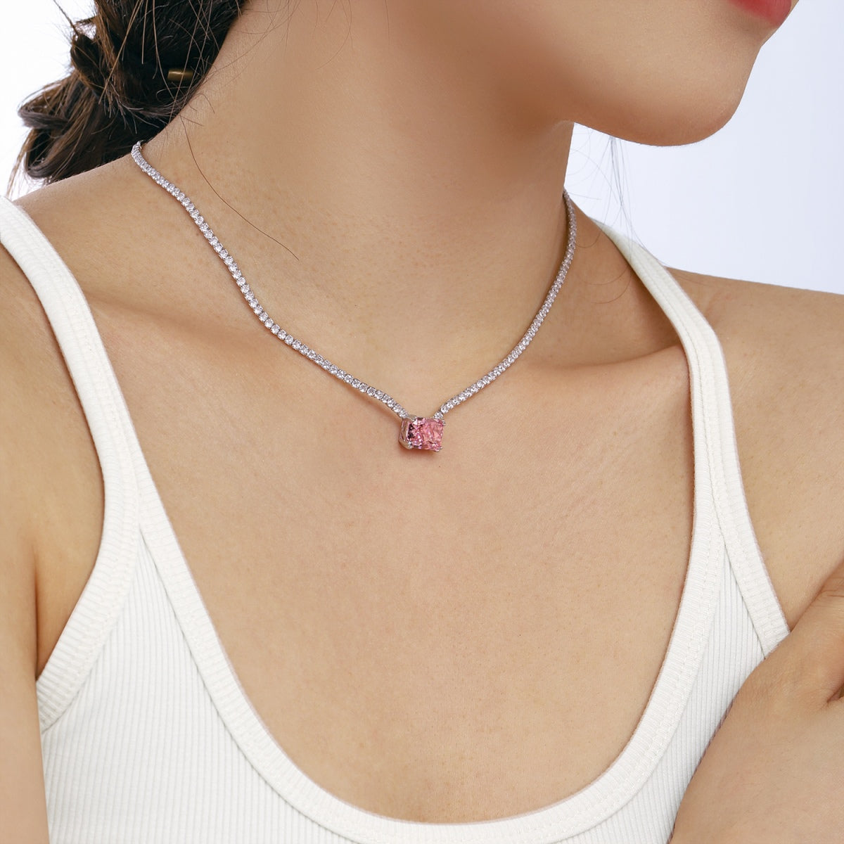 Angela Jewelry]4,0 Karat Elegante Halskette im Radiantschliff