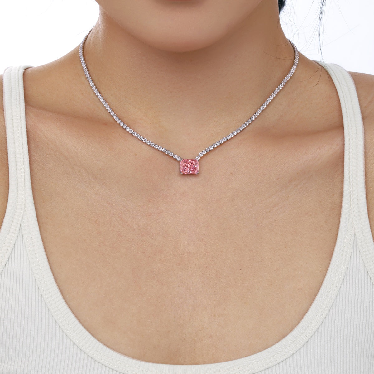 Angela Jewelry]4,0 Karat Elegante Halskette im Radiantschliff
