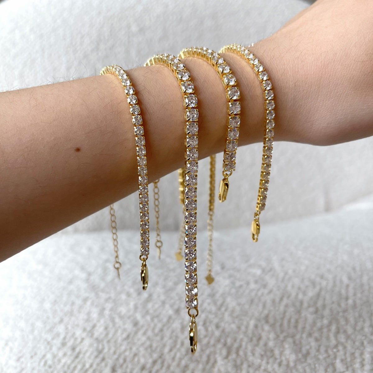 Angela Jewelry]Funkelndes Tennisarmband im Prinzessschliff