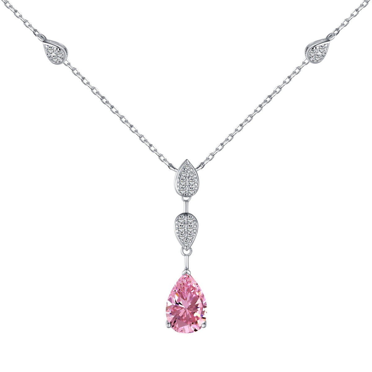 Angela Jewelry]Schillernde Halskette im Birnenschliff