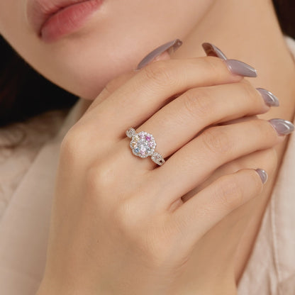Angela Jewelry]Zarter, farbenfroher Ehering in Blumenform mit rundem Schliff