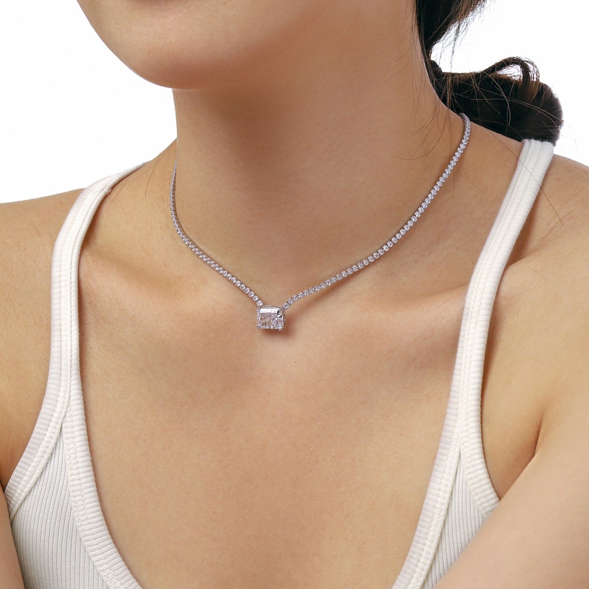 Angela Jewelry]4,0 Karat Elegante Halskette im Radiantschliff