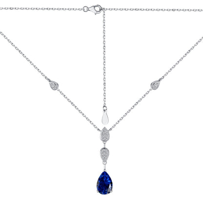 Angela Jewelry]Schillernde Halskette im Birnenschliff