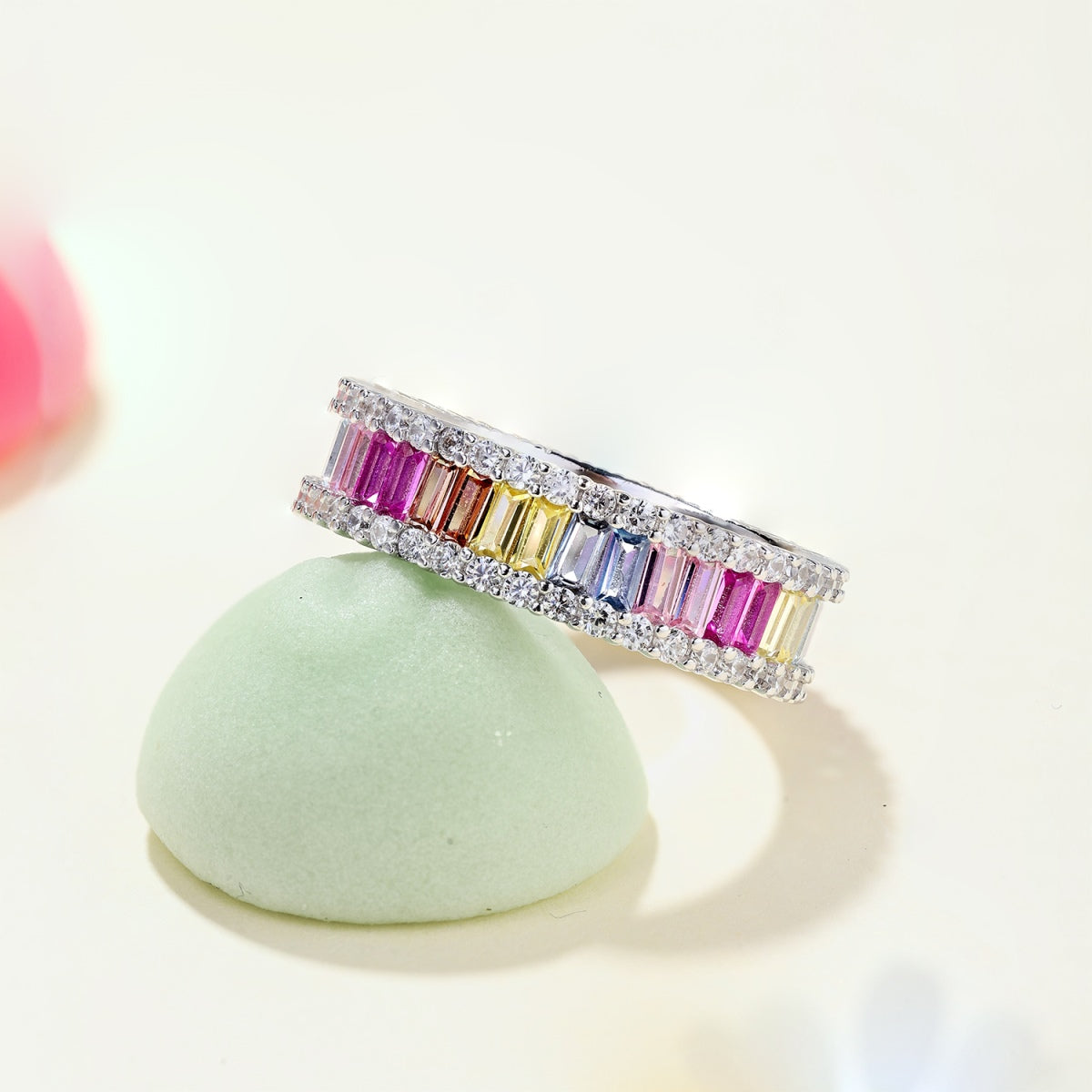 Angela Jewelry]Zierlicher Kaleidoskop-Ring im Smaragdschliff