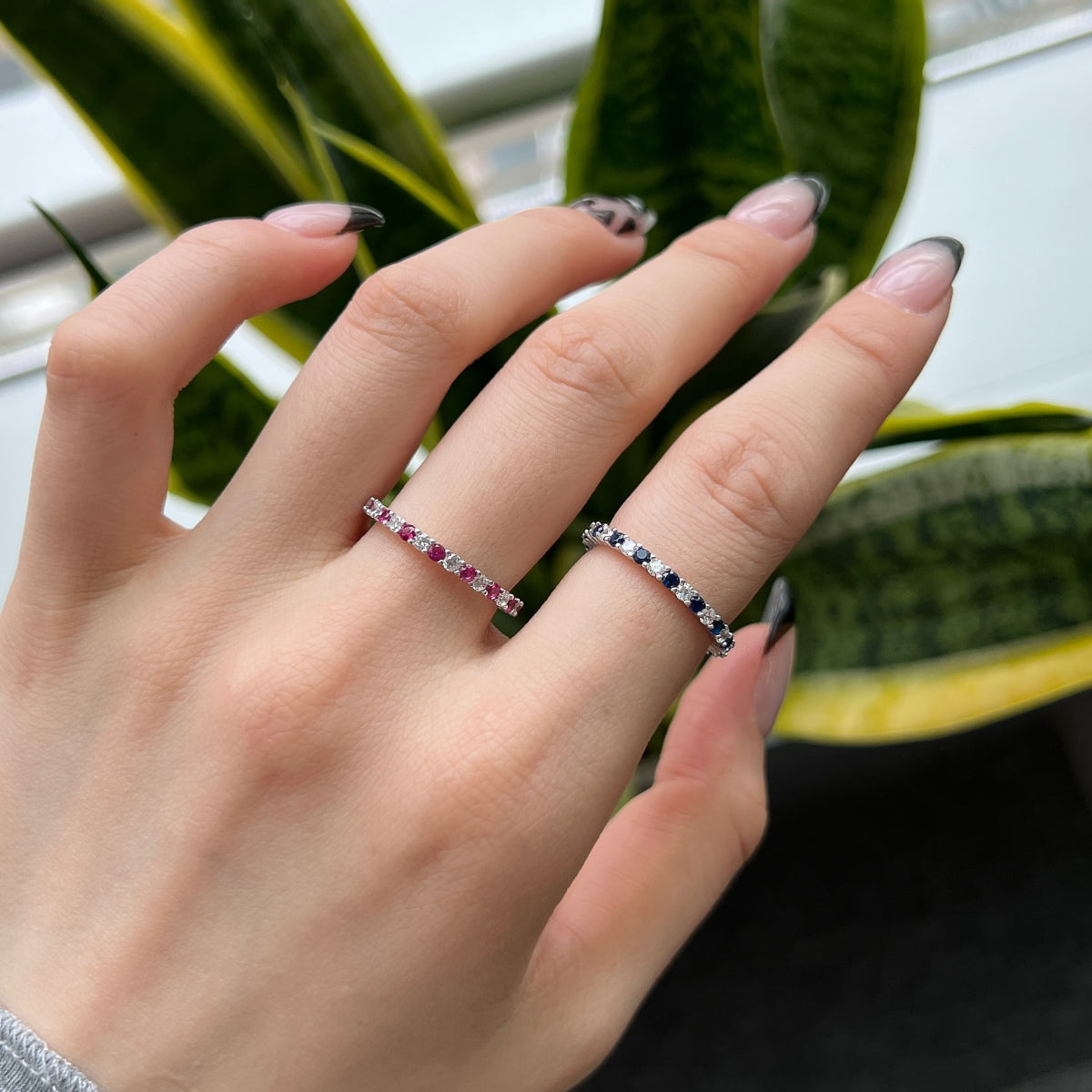 Angela Jewelry]Exquisiter bunter Tennisring im Rundschliff