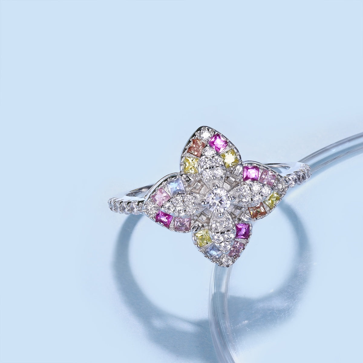 Angela Jewelry]Luxuriöser Bankettring in bunter Blumenform