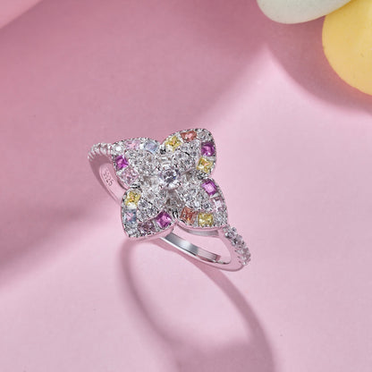 Angela Jewelry]Luxuriöser Bankettring in bunter Blumenform